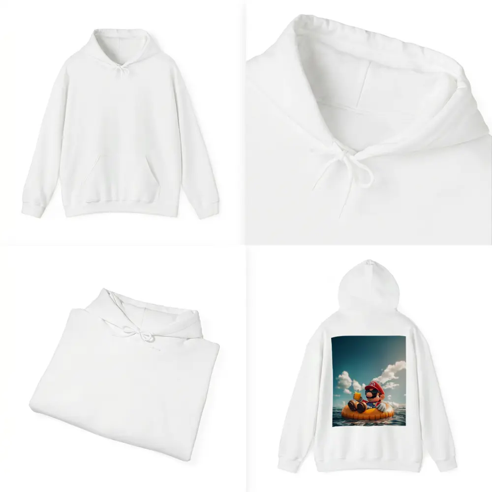 Mario Relaxing On Float Ocean Summer – Hoodies