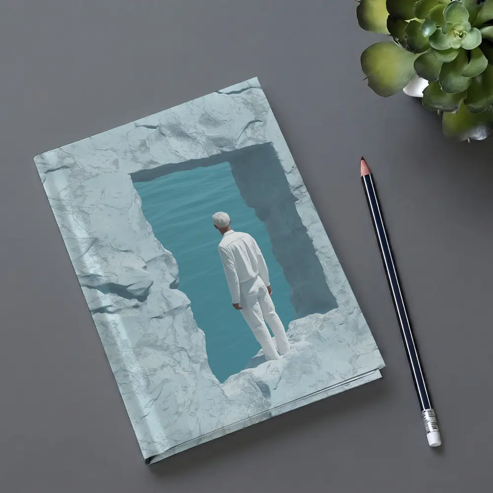 Man Standing In White Rock Ocean Portal – Notebooks