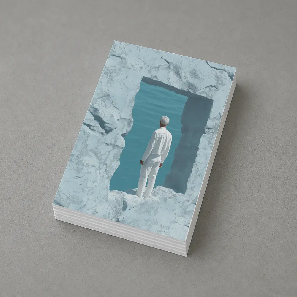 Man Standing In White Rock Ocean Portal – Postcards