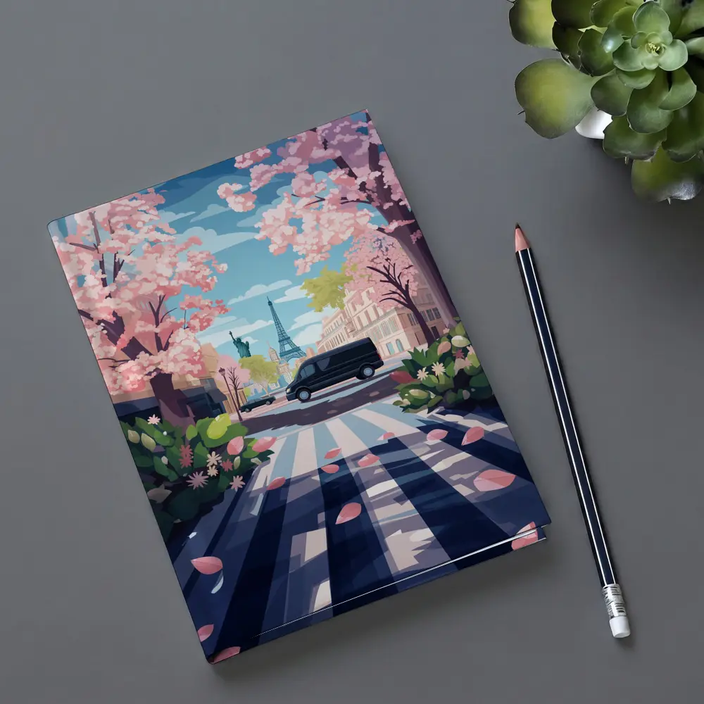 Eiffel Tower Paris Street Cherry Blossoms Spring – Notebooks