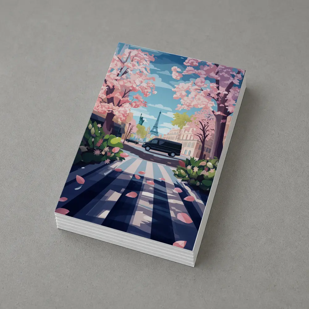 Eiffel Tower Paris Street Cherry Blossoms Spring – Postcards