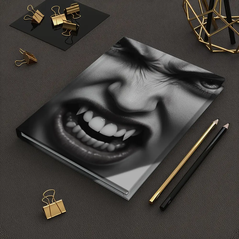 Angry Vampire Woman Black White Portrait – Notebooks