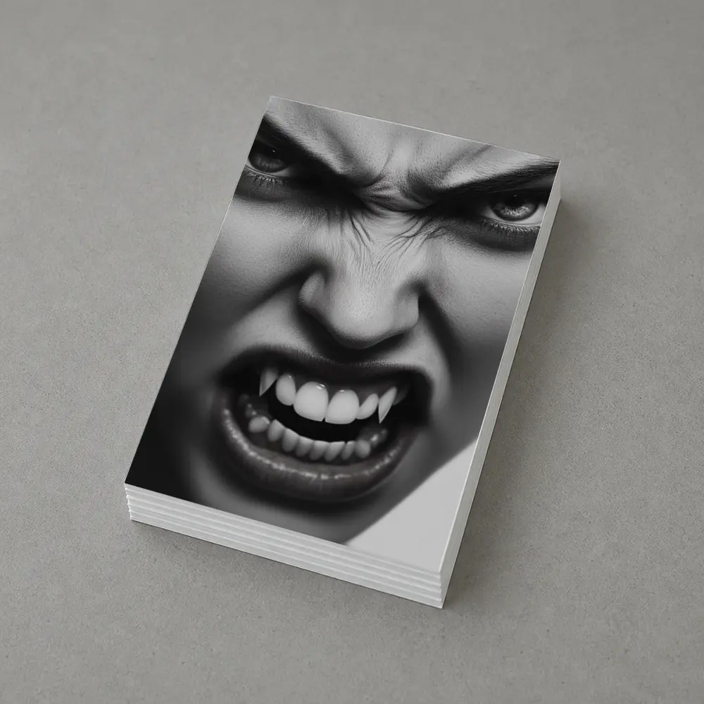 Angry Vampire Woman Black White Portrait – Postcards