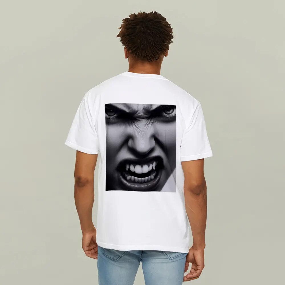 Angry Vampire Woman Black White Portrait – T-Shirts