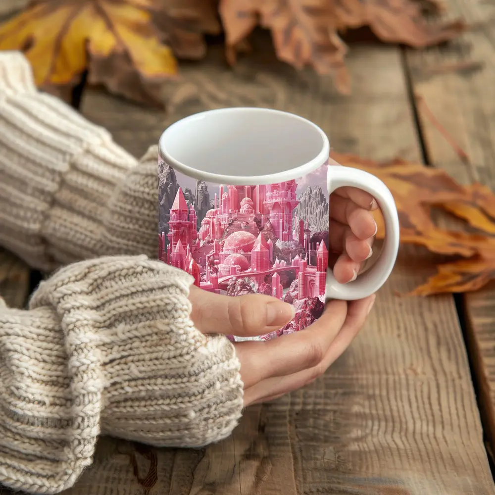 Pink Crystal Fantasy Castle Rocky Mountains – Mugs