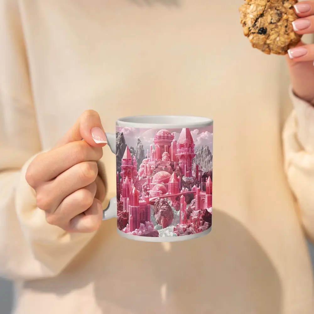 Pink Crystal Fantasy Castle Rocky Mountains – Mugs