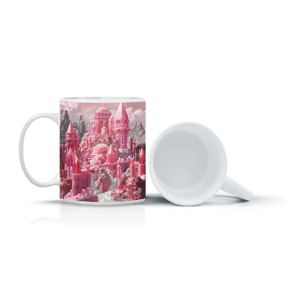 Pink Crystal Fantasy Castle Rocky Mountains – Mugs