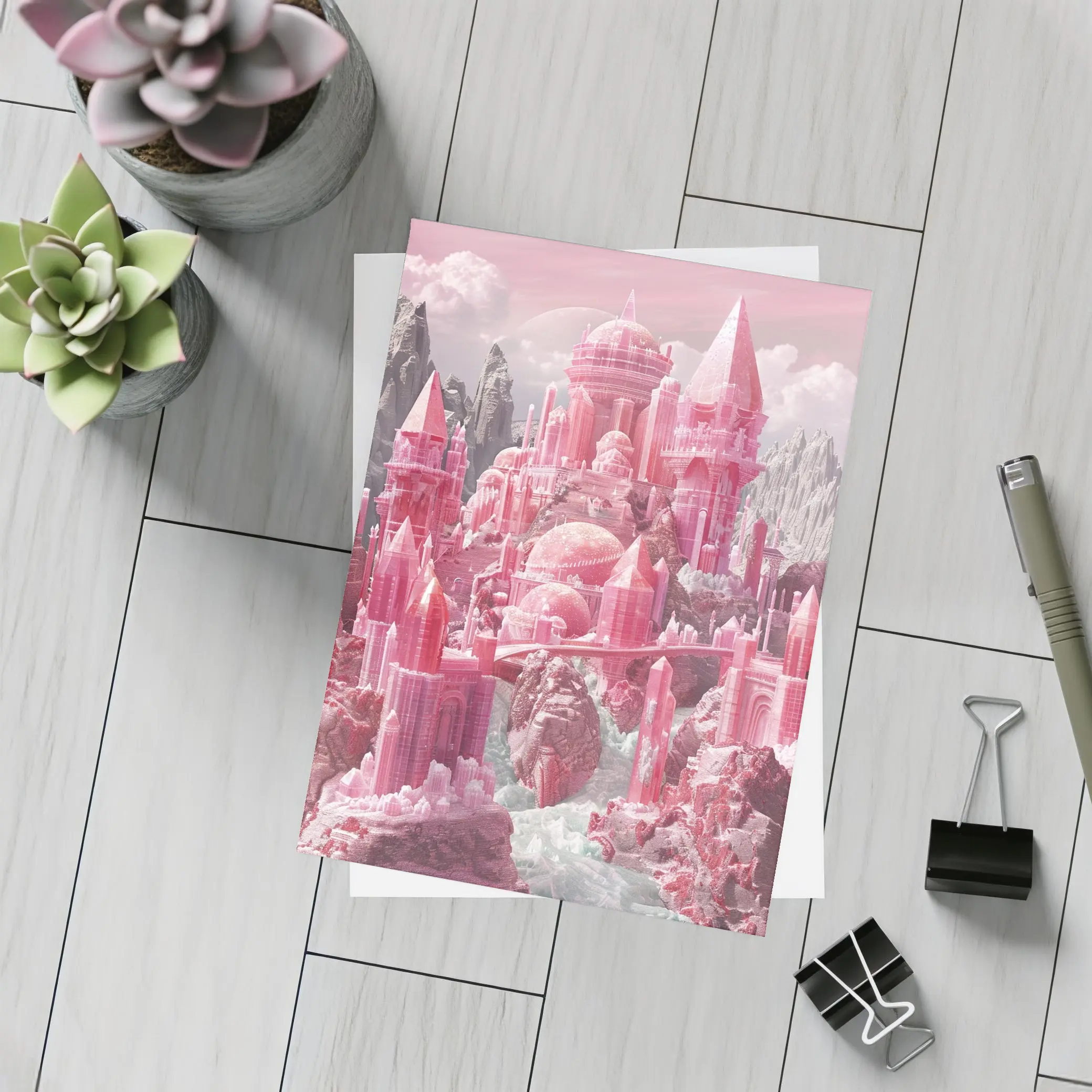 Pink Crystal Fantasy Castle Rocky Mountains – Postcards