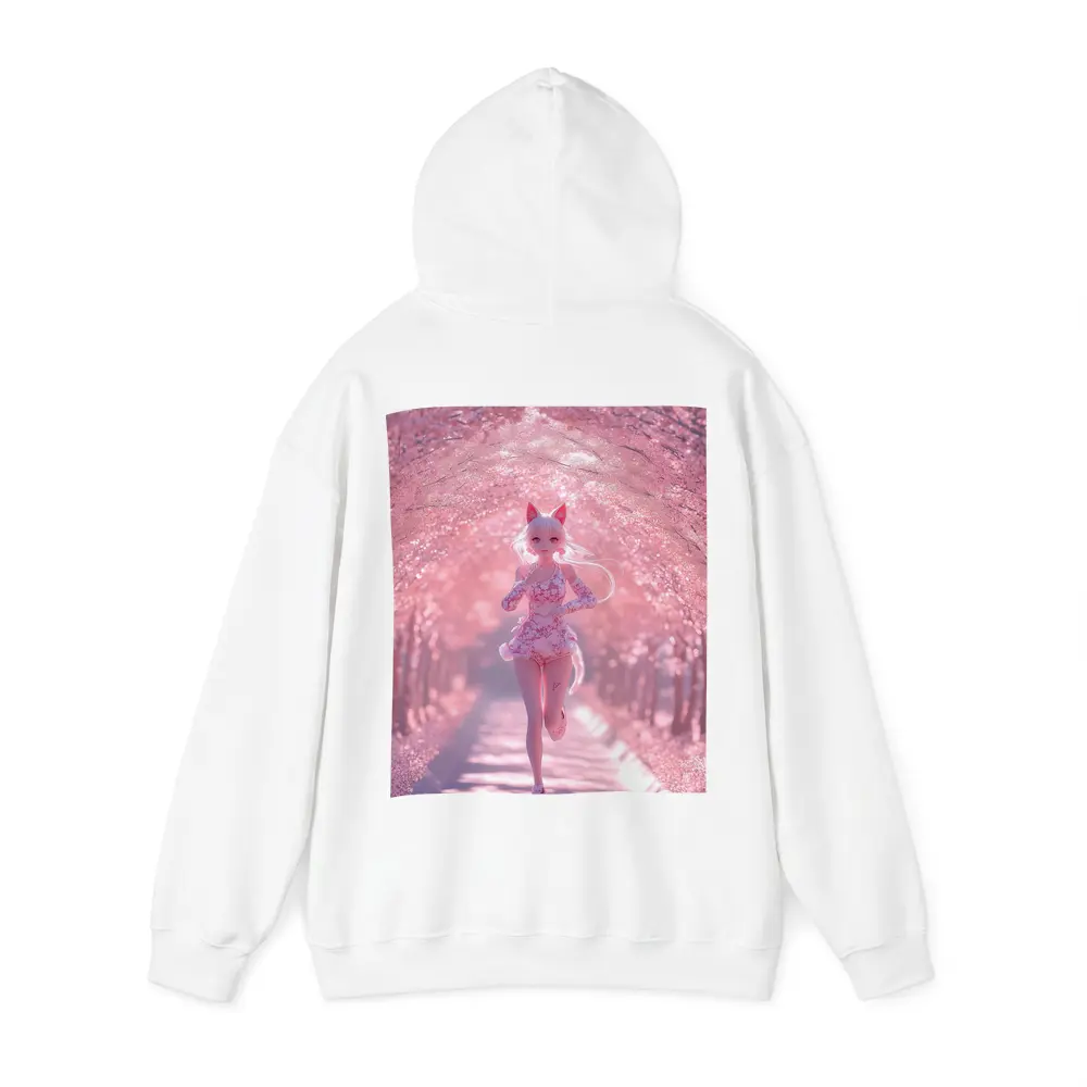 Anime Girl Running Cherry Blossom Path – Hoodies