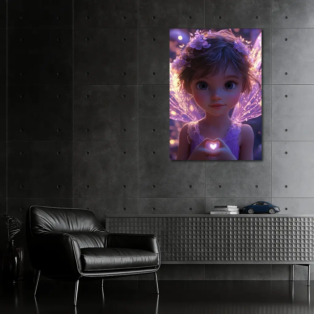 Fantasy Fairy Girl Purple Glowing Wings – Wall Art