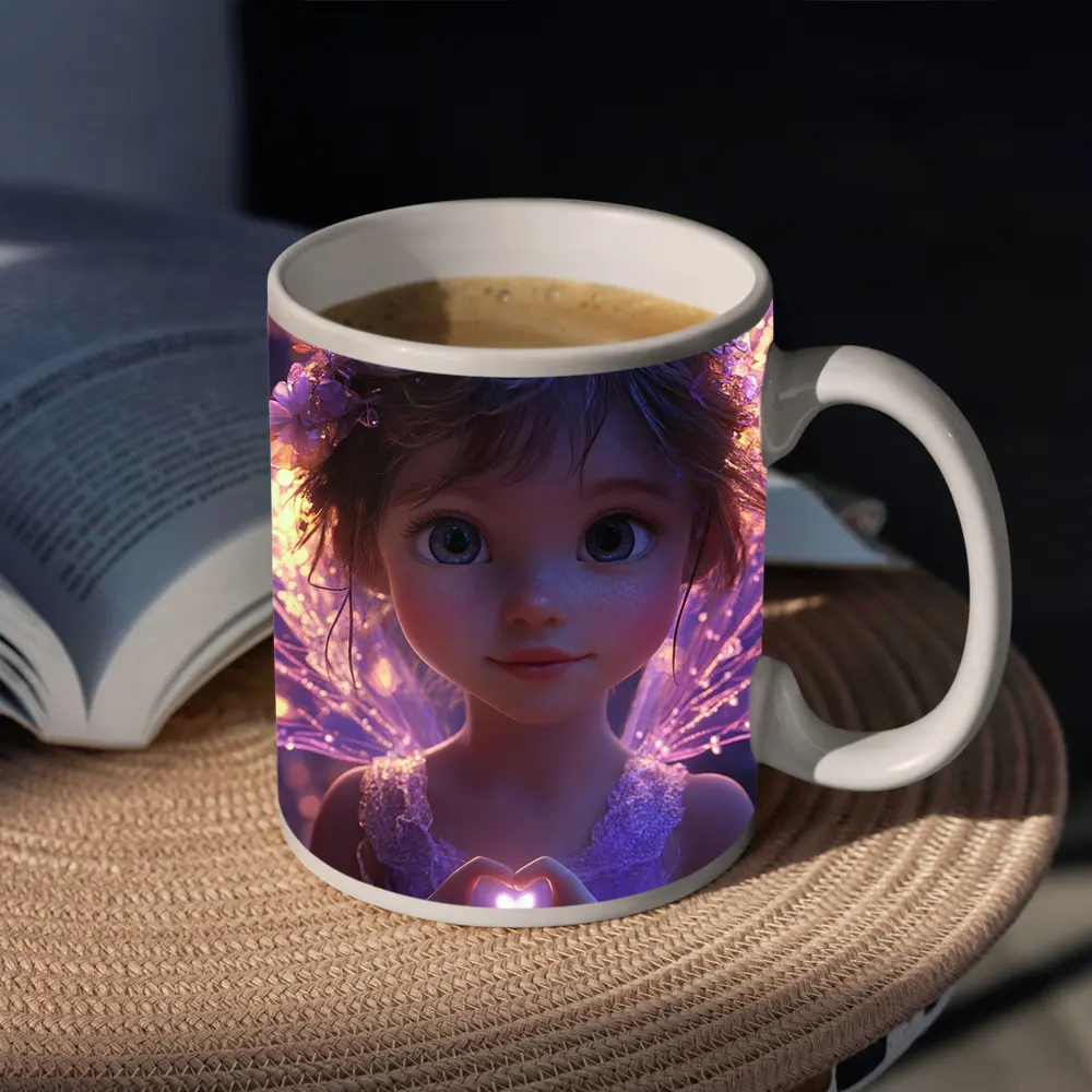 Fantasy Fairy Girl Purple Glowing Wings – Mugs