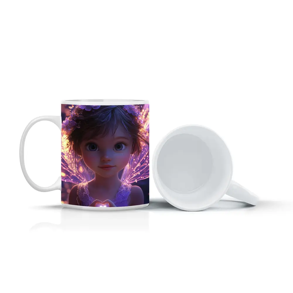 Fantasy Fairy Girl Purple Glowing Wings – Mugs