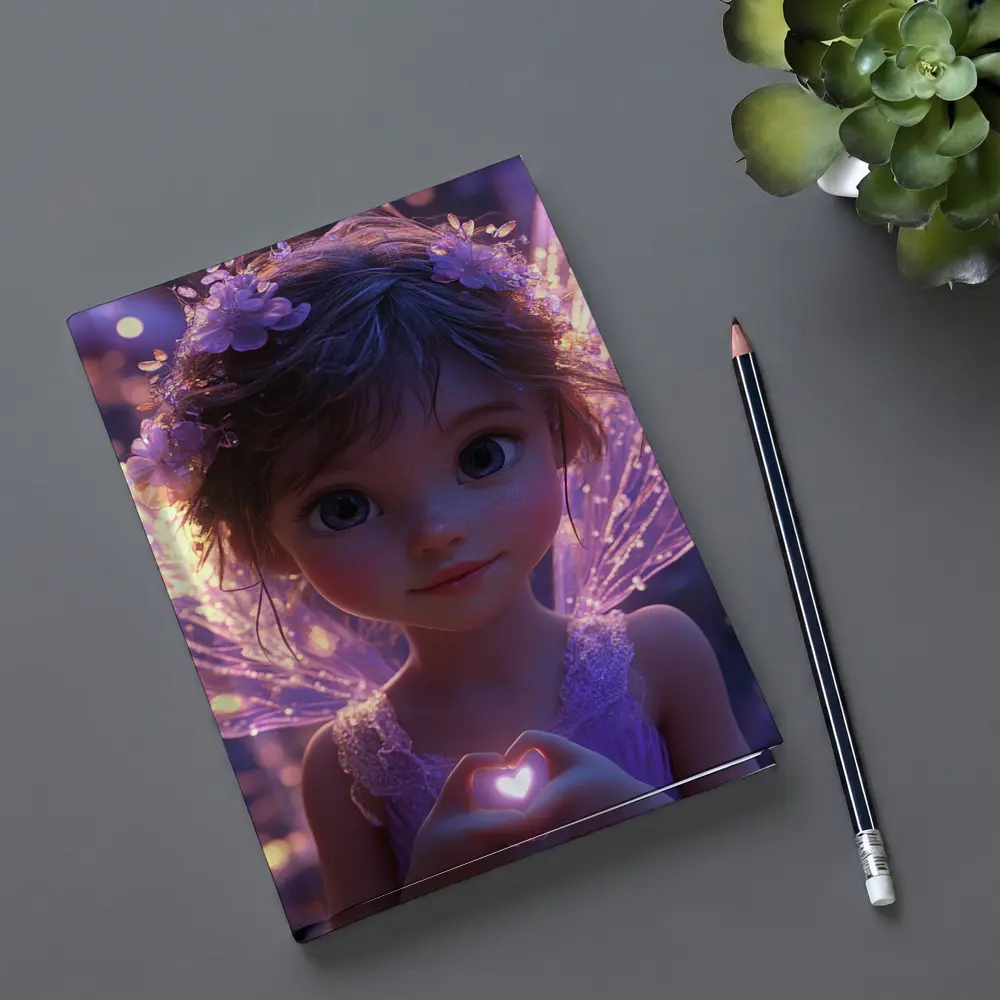 Fantasy Fairy Girl Purple Glowing Wings – Notebooks