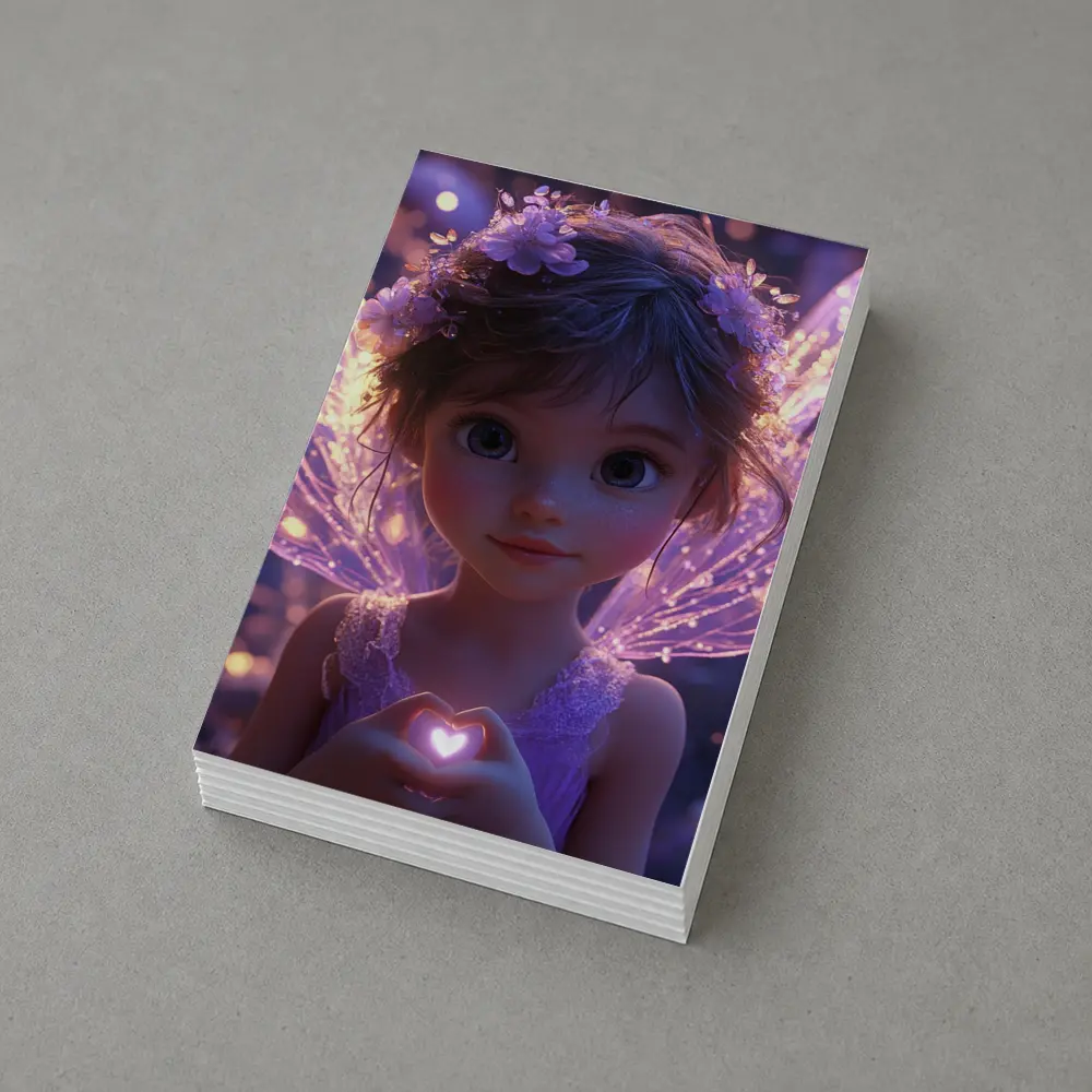 Fantasy Fairy Girl Purple Glowing Wings – Postcards