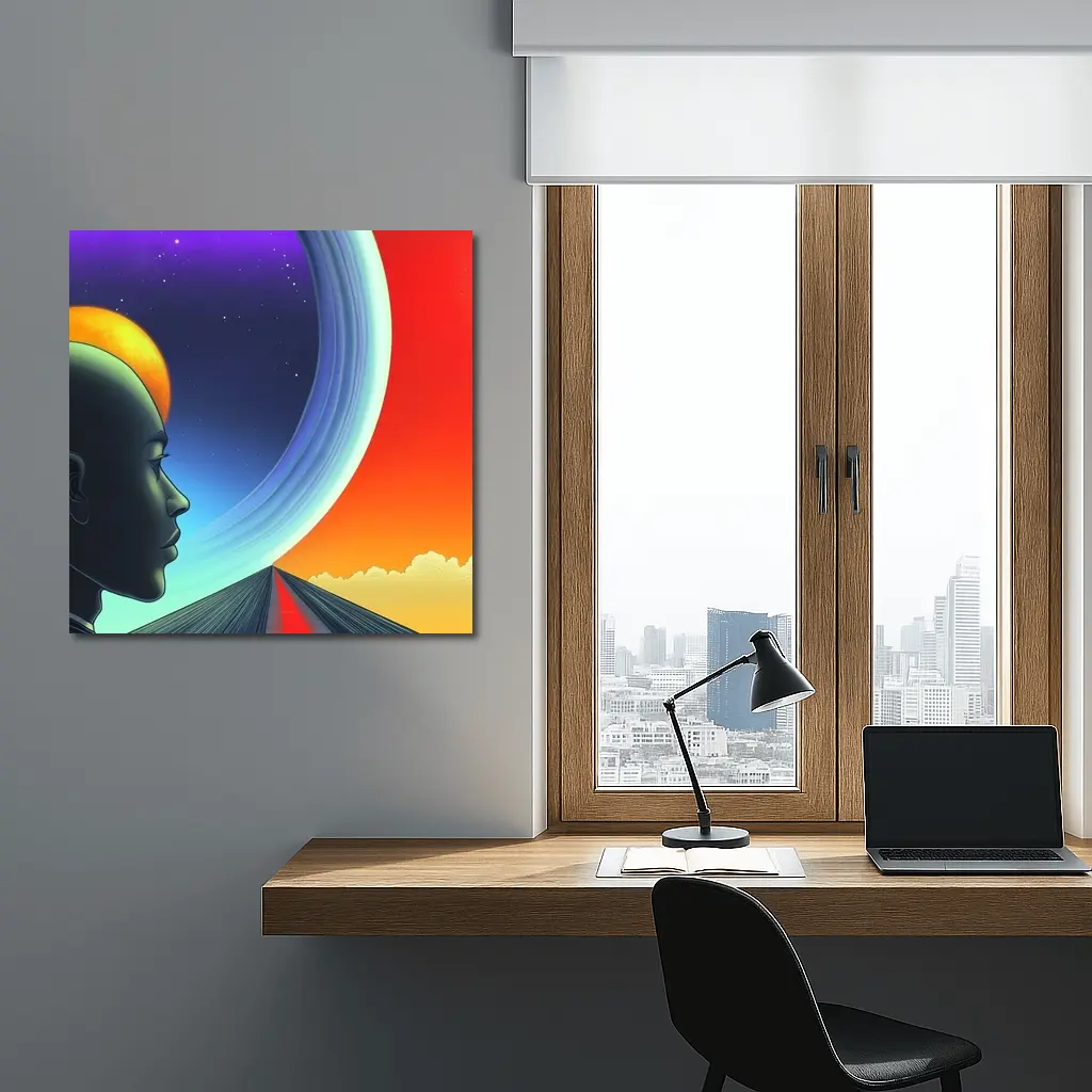 Surreal Human Head Cosmic Space Road – Wall Art