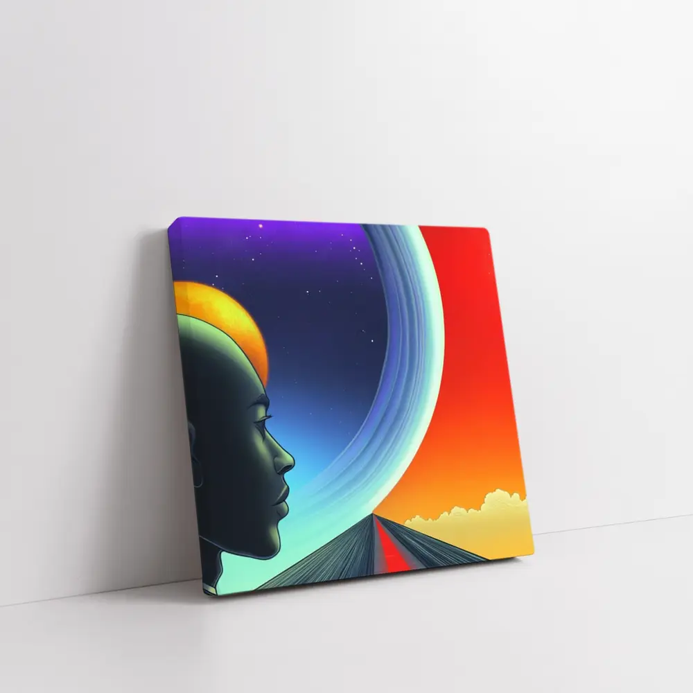 Surreal Human Head Cosmic Space Road – Wall Art