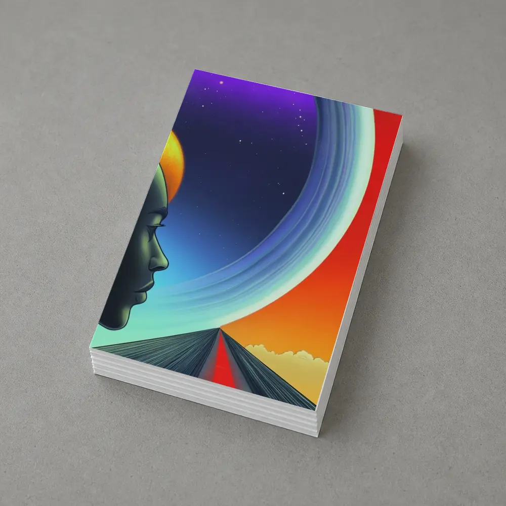 Surreal Human Head Cosmic Space Road – Postcards