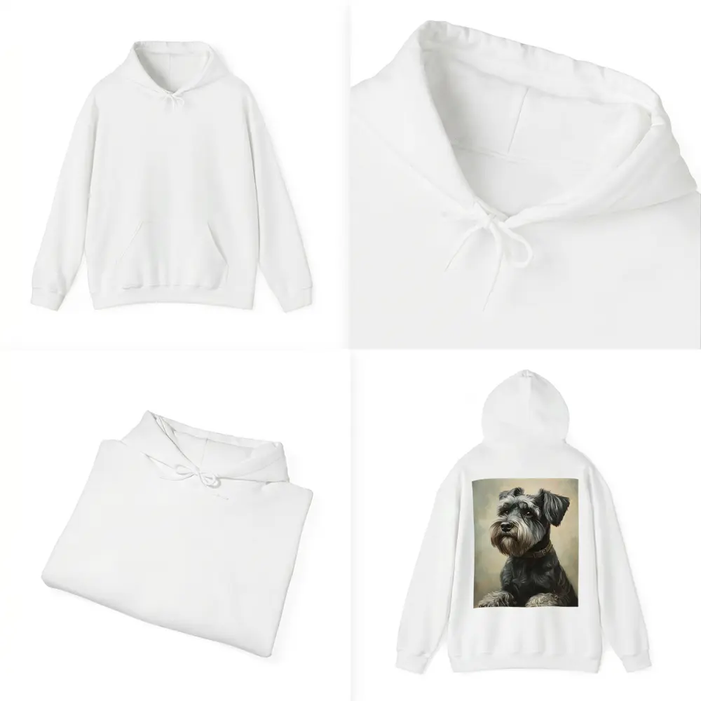 Schnauzer Dog Oil Painting Neutral Background – Hoodies