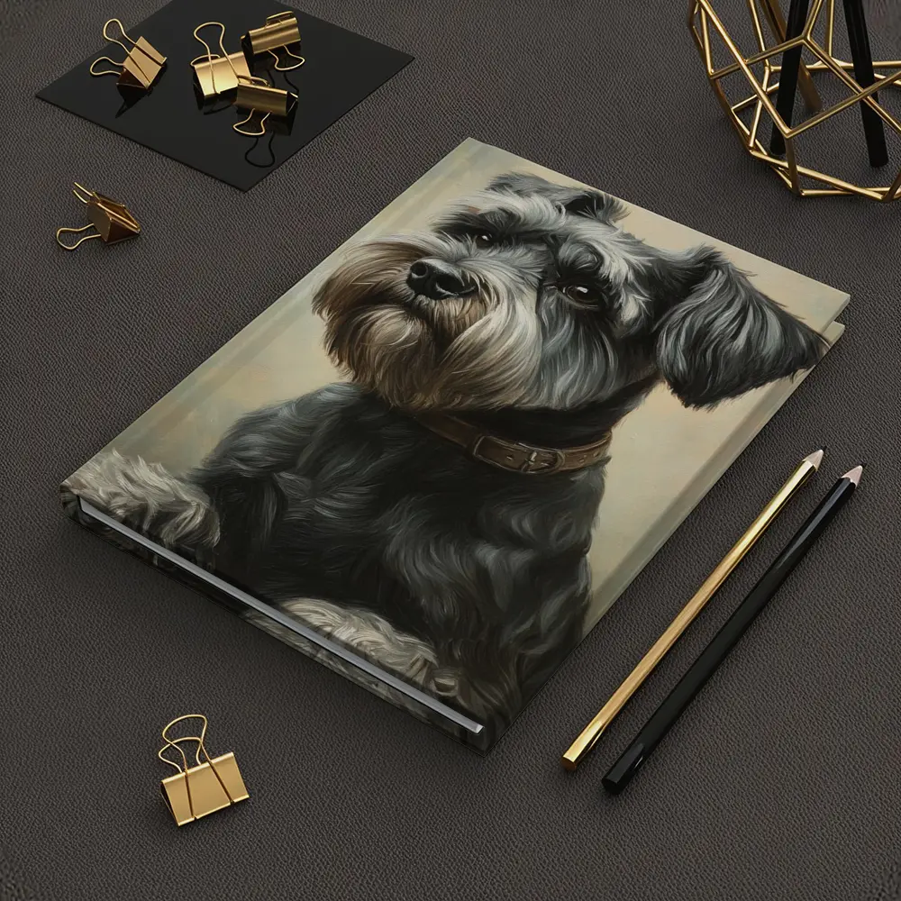 Schnauzer Dog Oil Painting Neutral Background – Notebooks