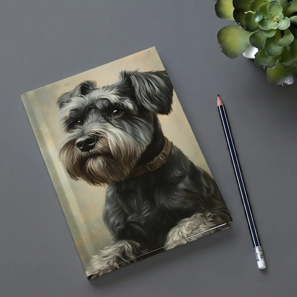 Schnauzer Dog Oil Painting Neutral Background – Notebooks