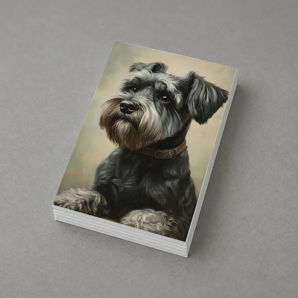 Schnauzer Dog Oil Painting Neutral Background – Postcards