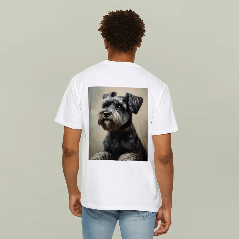 Schnauzer Dog Oil Painting Neutral Background – T-Shirts