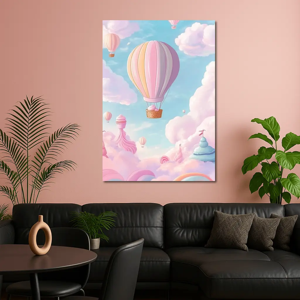 Pastel Hot Air Balloons Fantasy Sweet Sky – Wall Art