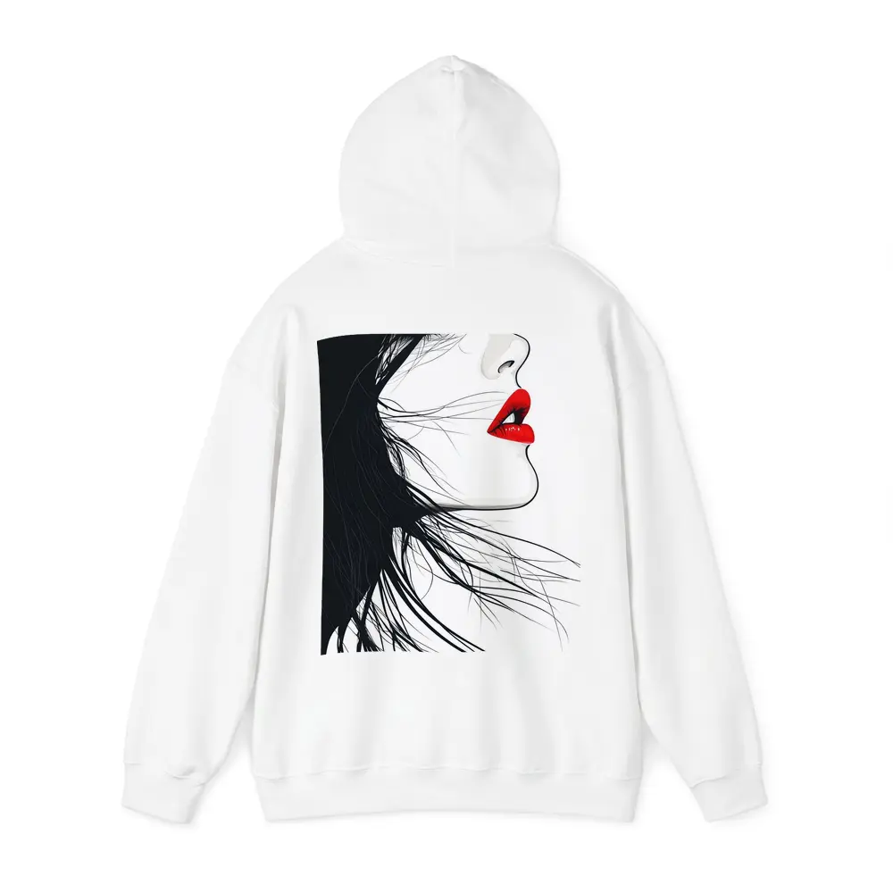 Woman Side Profile Red Lips Black Hair – Hoodies