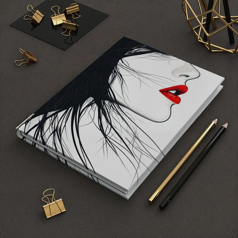 Woman Side Profile Red Lips Black Hair – Notebooks