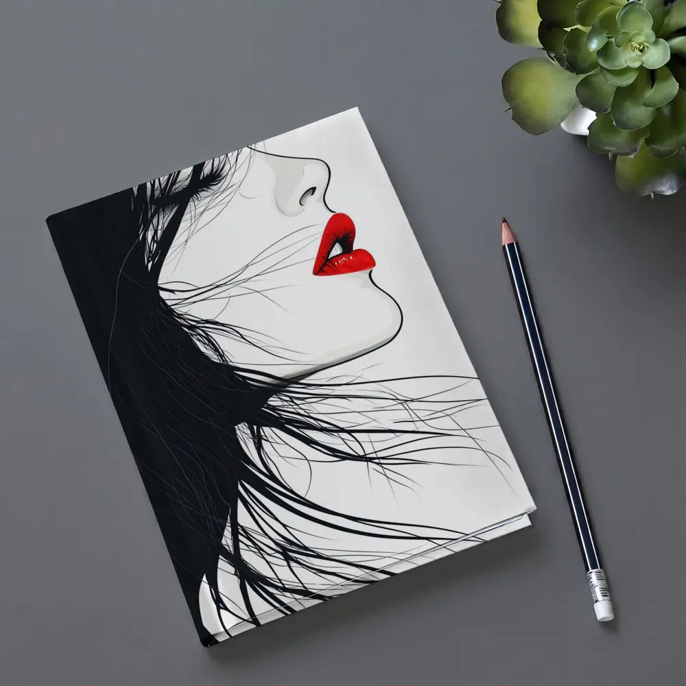Woman Side Profile Red Lips Black Hair – Notebooks