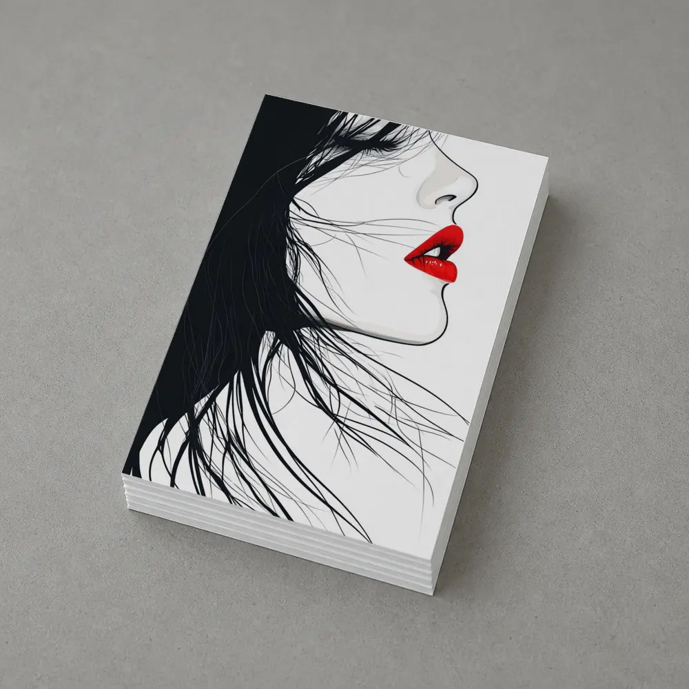 Woman Side Profile Red Lips Black Hair – Postcards