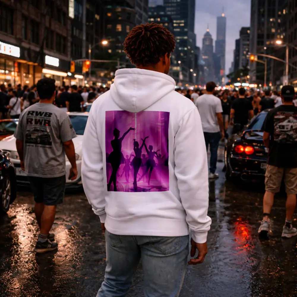Ballet Dancers Silhouettes Purple Glowing Stage – Hoodies