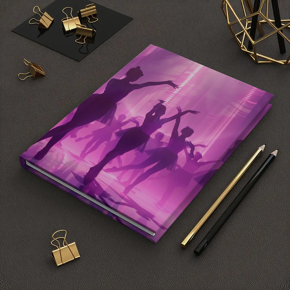 Ballet Dancers Silhouettes Purple Glowing Stage – Notebooks