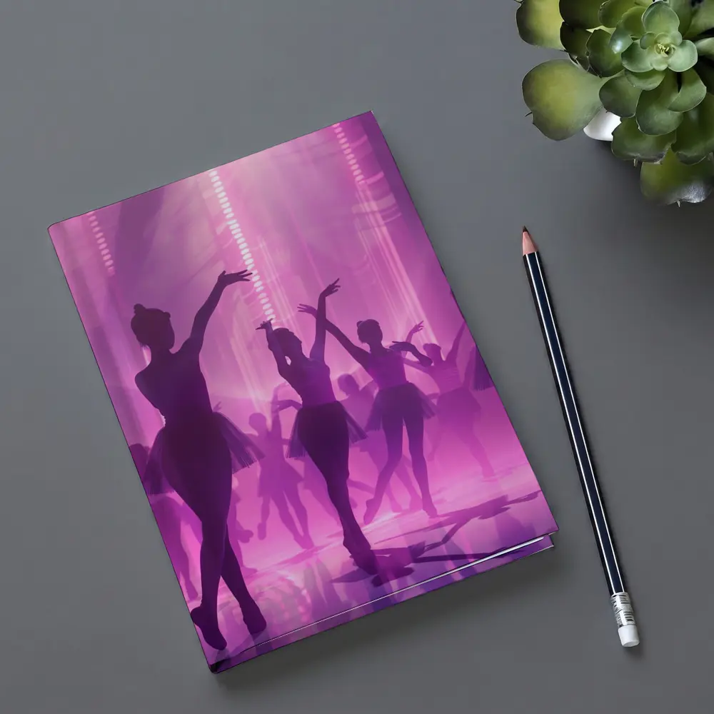 Ballet Dancers Silhouettes Purple Glowing Stage – Notebooks