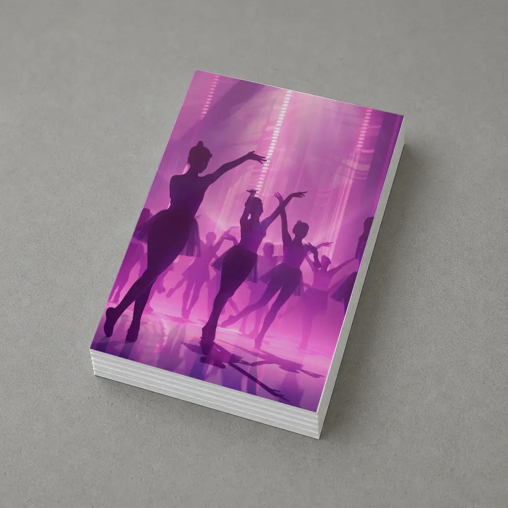 Ballet Dancers Silhouettes Purple Glowing Stage – Postcards