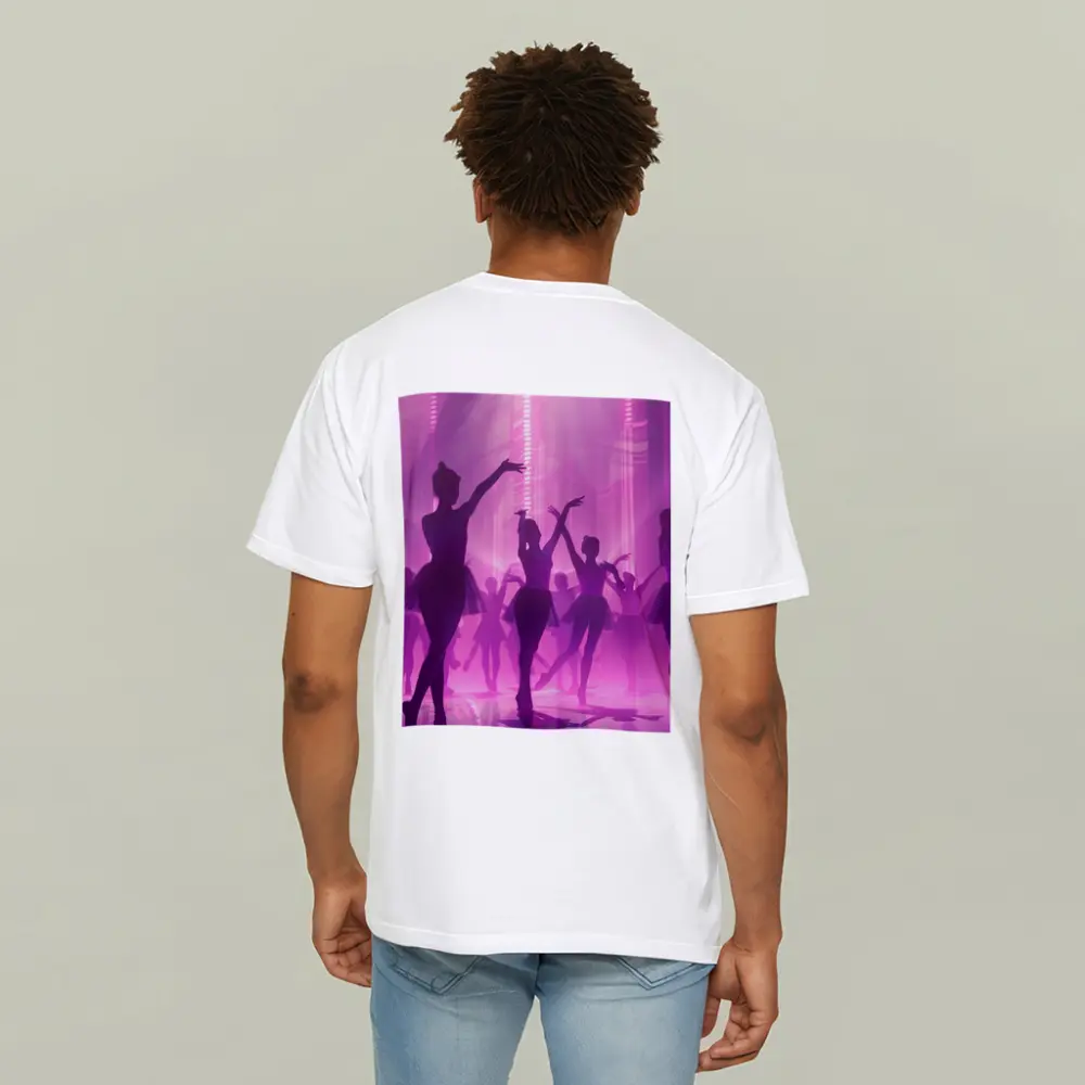 Ballet Dancers Silhouettes Purple Glowing Stage – T-Shirts