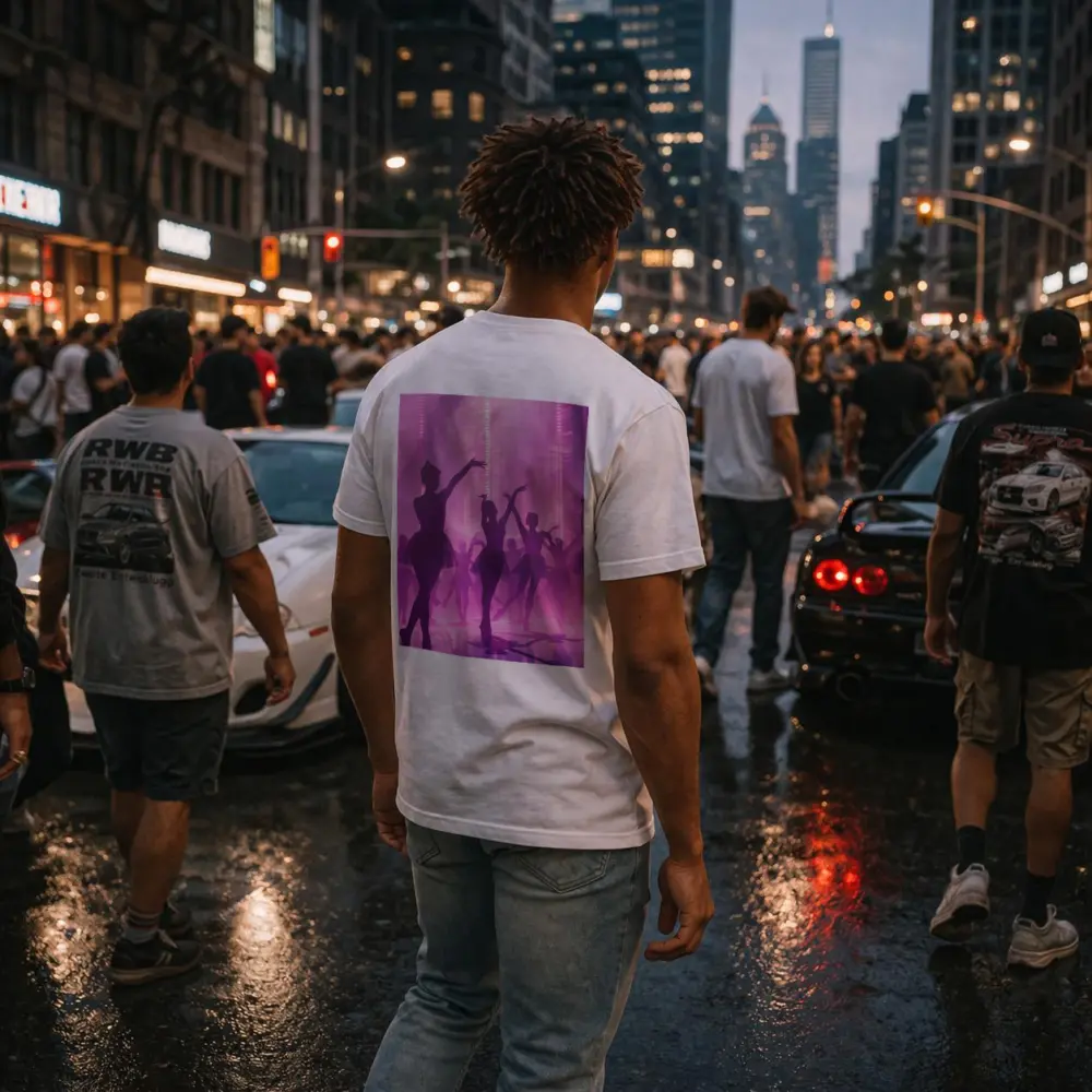 Ballet Dancers Silhouettes Purple Glowing Stage – T-Shirts