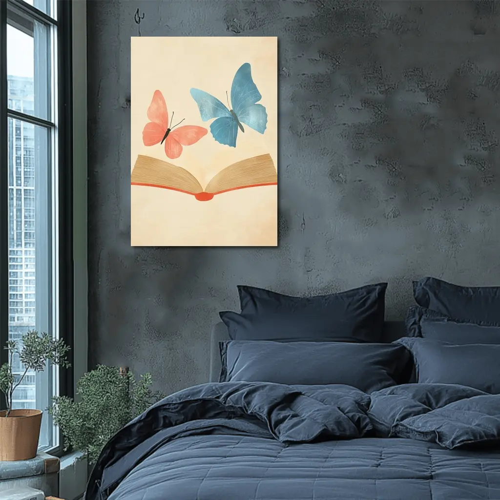 Two Butterflies Flying From Open Book – Wall Art