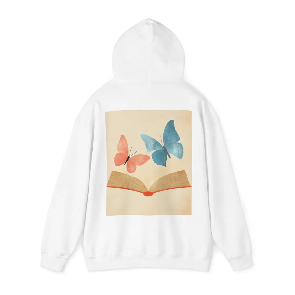 Two Butterflies Flying From Open Book – Hoodies