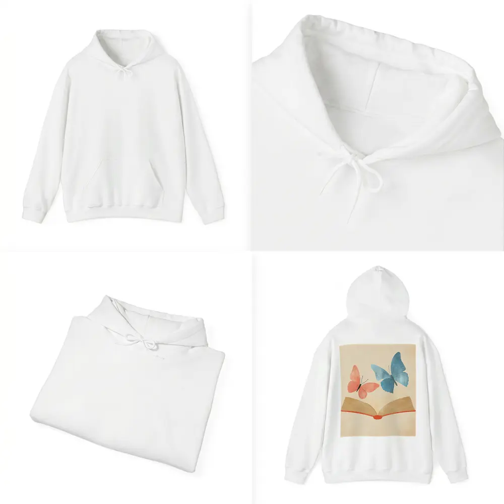 Two Butterflies Flying From Open Book – Hoodies