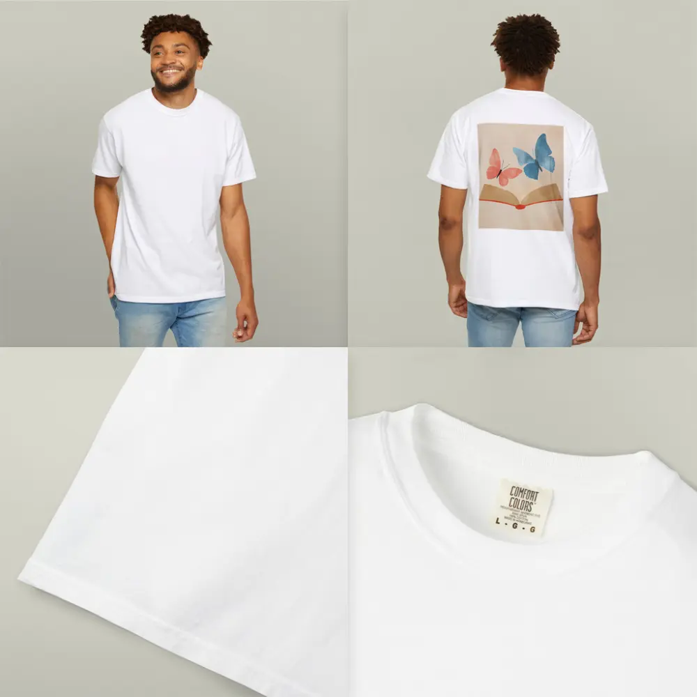 Two Butterflies Flying From Open Book – T-Shirts