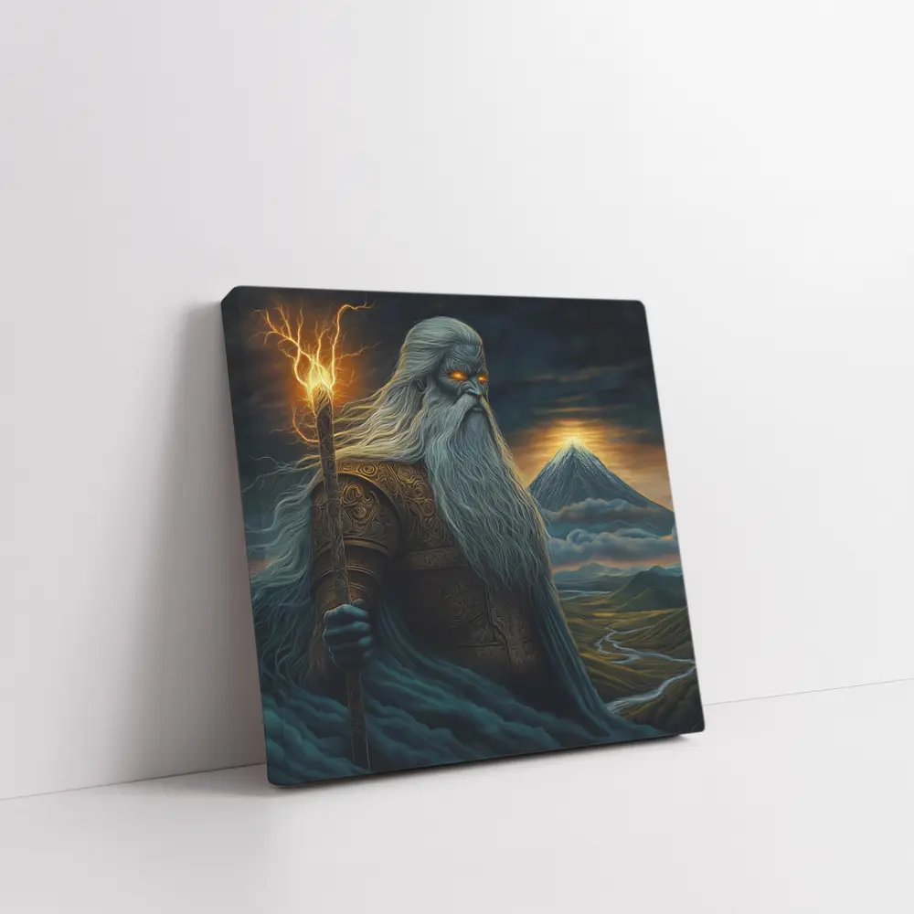 Ancient God Lightning Staff Mountain Landscape – Wall Art