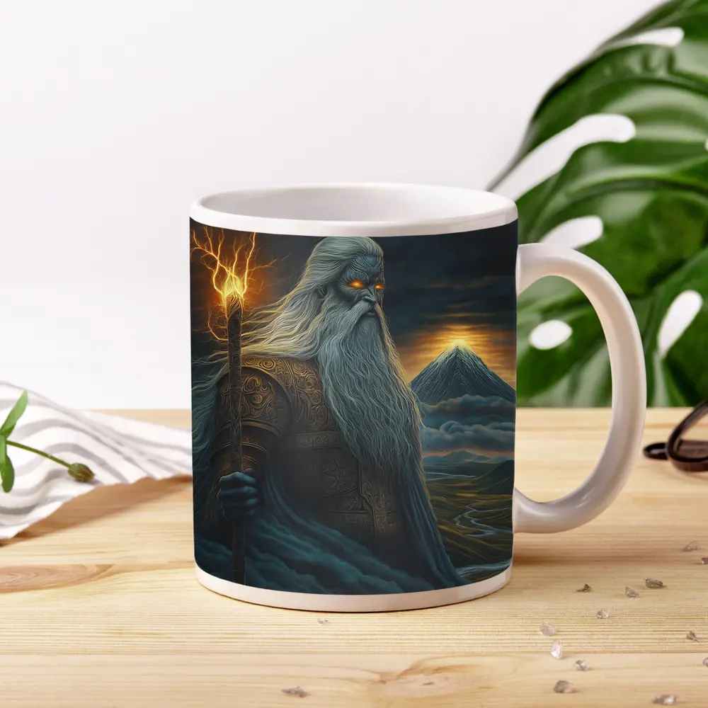 Ancient God Lightning Staff Mountain Landscape – Mugs