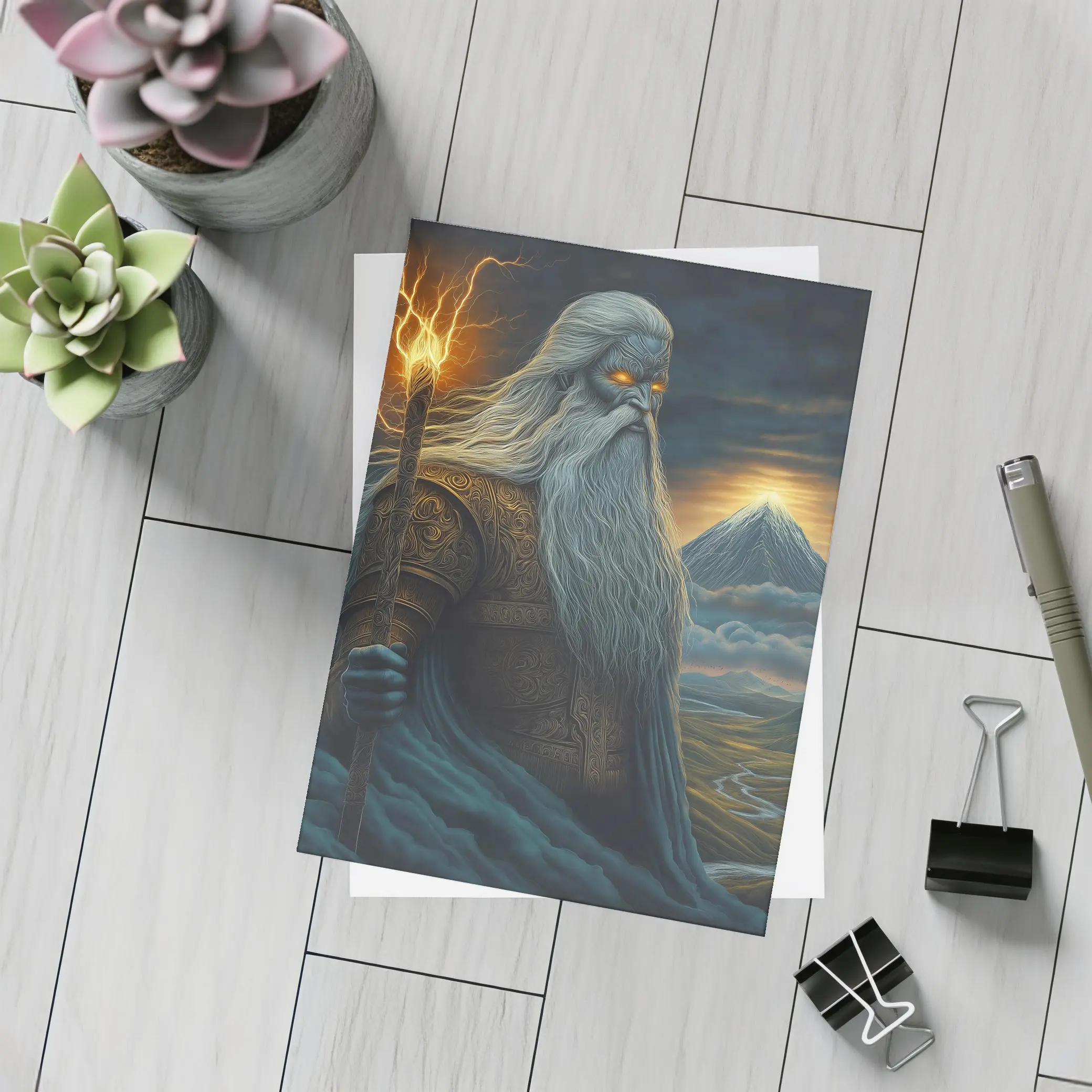Ancient God Lightning Staff Mountain Landscape – Postcards