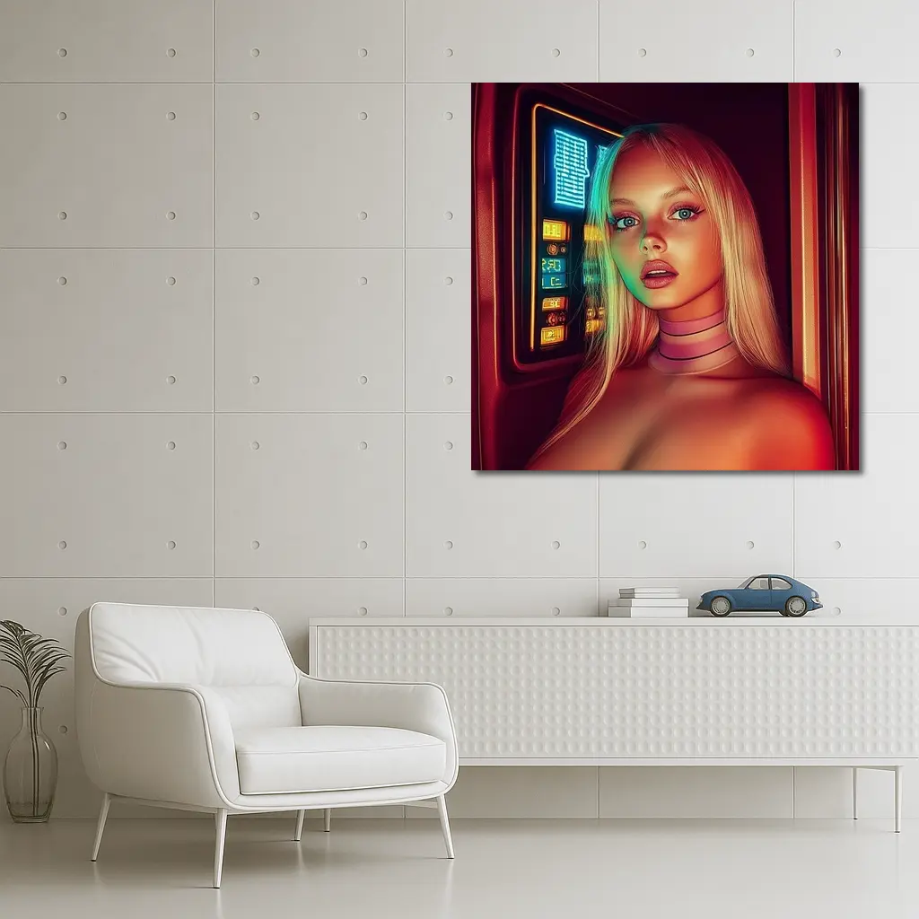 Neon Cyberpunk Woman Portrait Futuristic Sci Fi – Wall Art