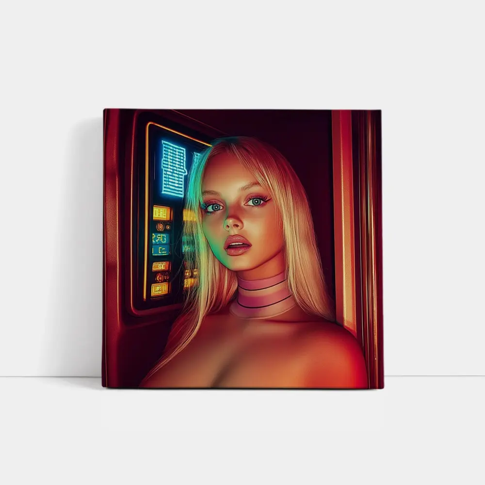 Neon Cyberpunk Woman Portrait Futuristic Sci Fi – Wall Art