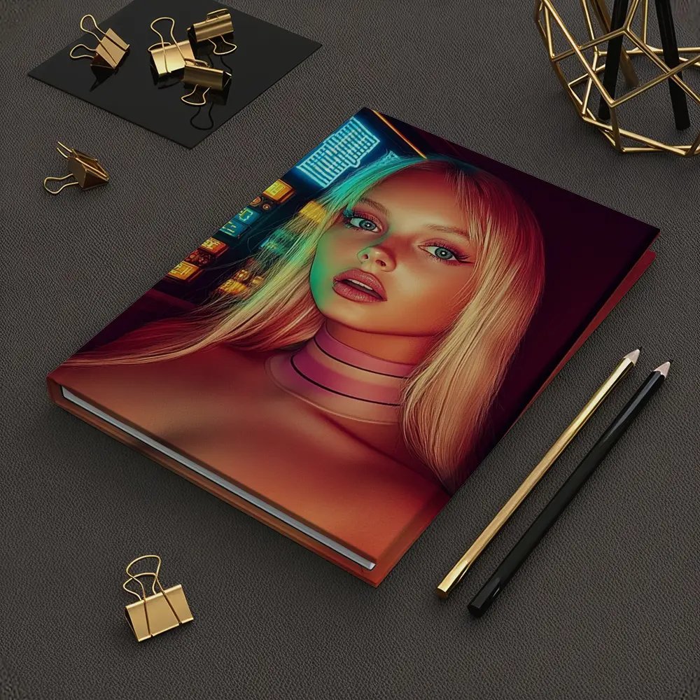 Neon Cyberpunk Woman Portrait Futuristic Sci Fi – Notebooks