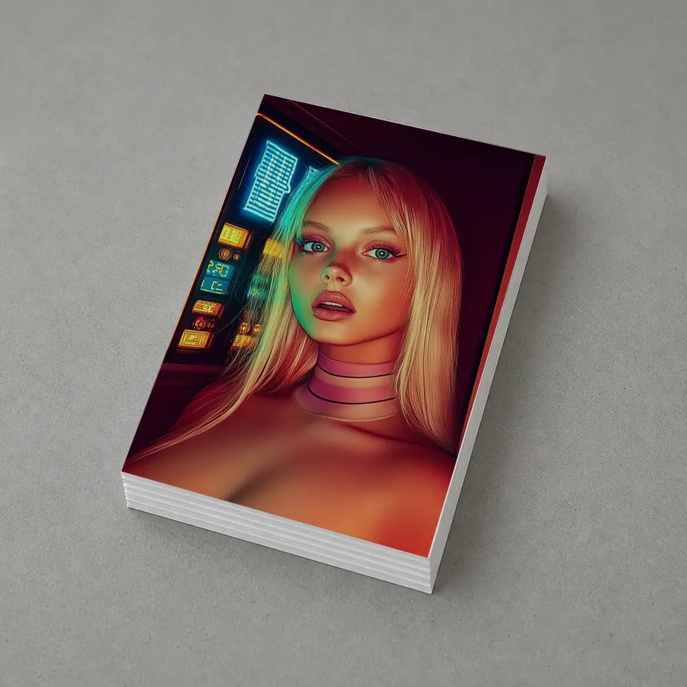 Neon Cyberpunk Woman Portrait Futuristic Sci Fi – Postcards