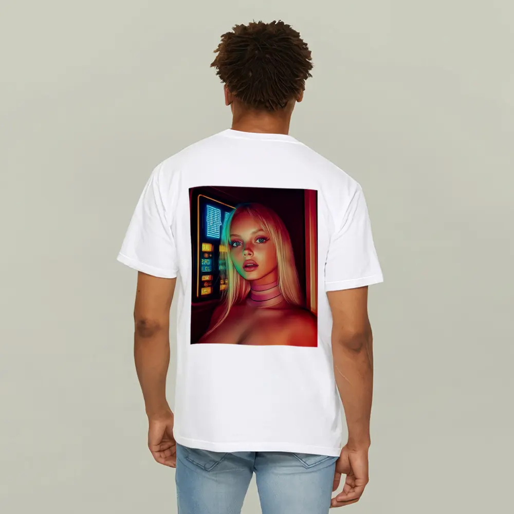 Neon Cyberpunk Woman Portrait Futuristic Sci Fi – T-Shirts