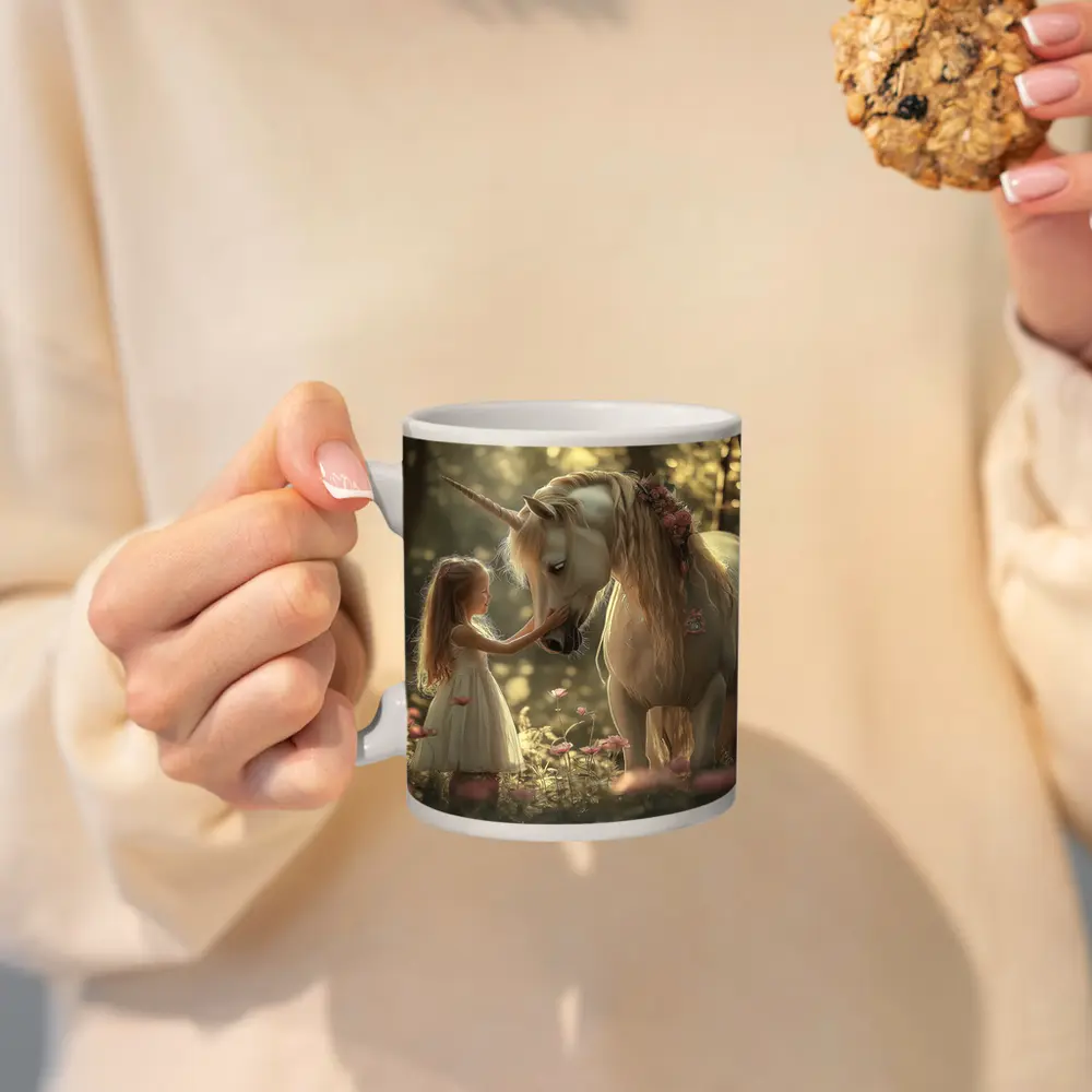 Little Girl and Unicorn Forest Fantasy – Mugs